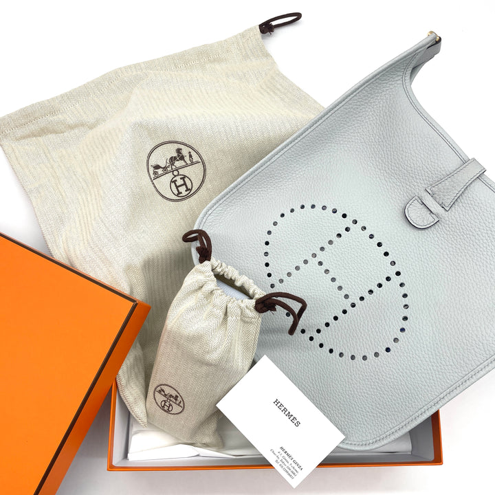 HERMÈS　新品未使用　エブリン　ショルダーバッグ　ブルーペール　ゴールド金具
