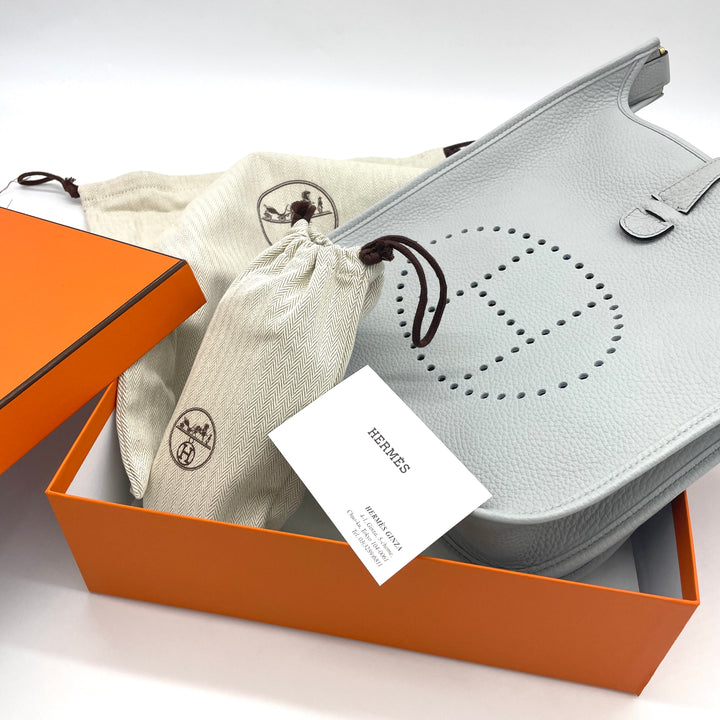 HERMÈS　新品未使用　エブリン　ショルダーバッグ　ブルーペール　ゴールド金具