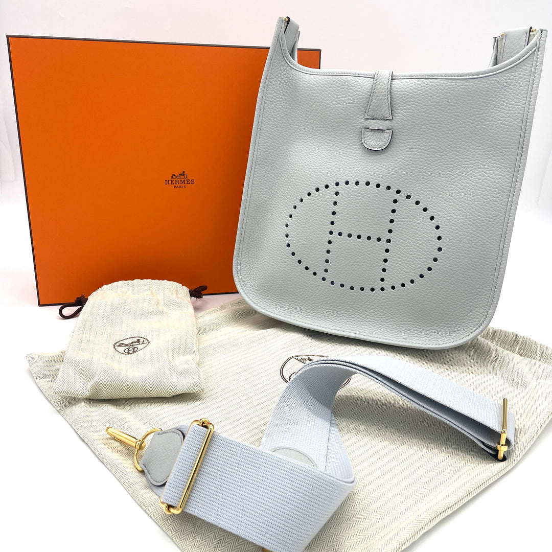 HERMÈS　新品未使用　エブリン　ショルダーバッグ　ブルーペール　ゴールド金具