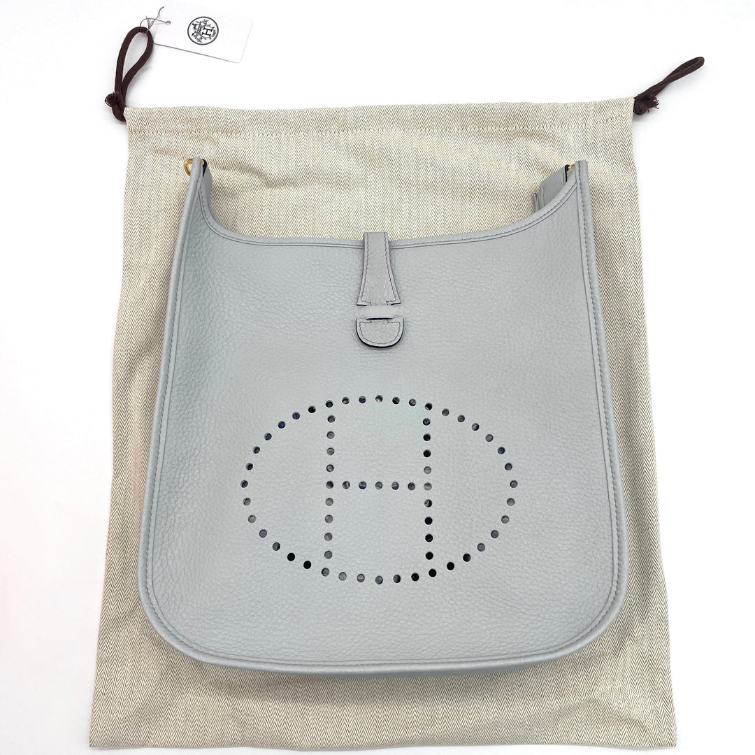 HERMÈS　新品未使用　エブリン　ショルダーバッグ　ブルーペール　ゴールド金具